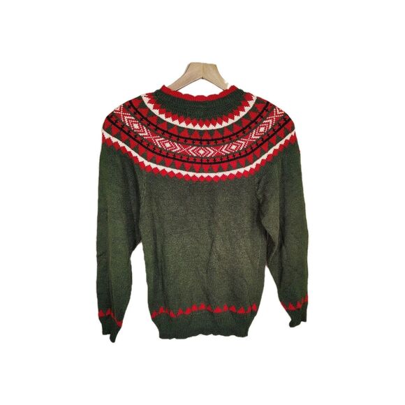Vtg 90s Holiday Nordic Fair Isle Knit Sweater Retro Embroidered Preppy Small - Picture 3 of 7